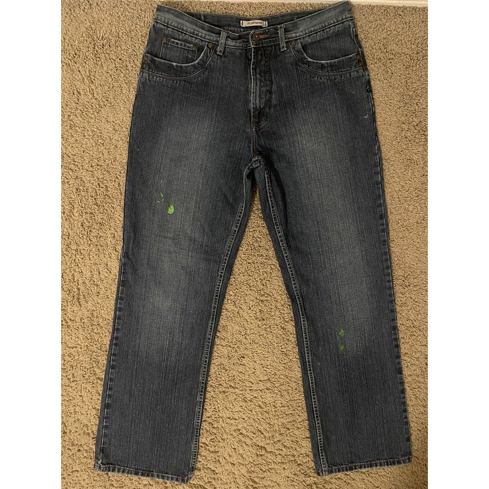 Flypaper Jeans Mens 36x32‎ Straight Relaxed Fit Medium Wash Distressed Denim